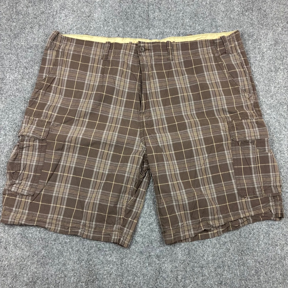 VTG Arizona Jean Co Mens Brown Plaid Cargo Shorts Size W50 Cotton Casual Outdoor